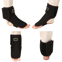 Black ankle support braces on a white background