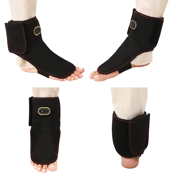Black ankle support braces on a white background
